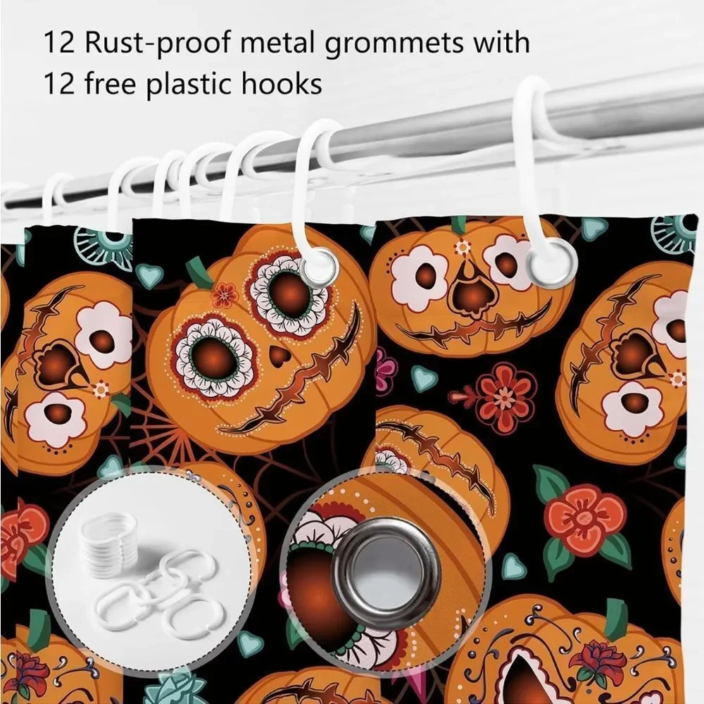 Halloween Pumpkin Shower Curtain Evil Pumpkin Shower Curtain Pumpkin Nig…